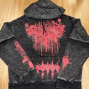 Social Collision Roses Hoodie Men’s Size Large Punk Y2K Vibe